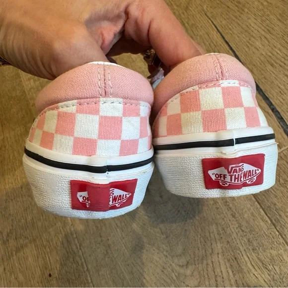 Vans Kids Pink and White Checkered Slip-On Sneakers - Picture 4 of 6